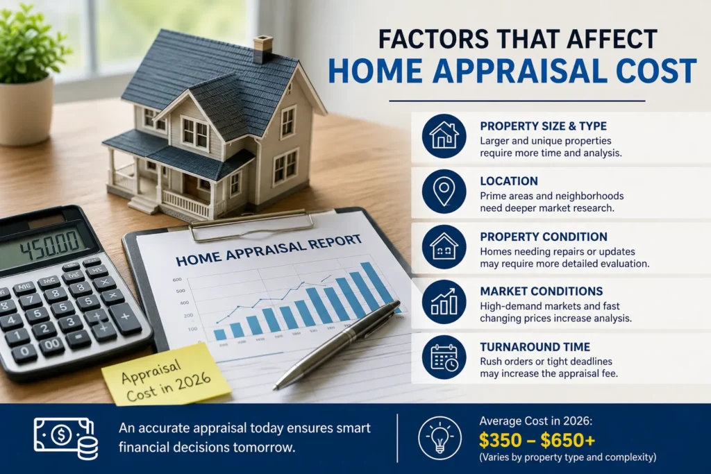 Key factors affecting home appraisal cost in Chicago IL including property condition, location, market demand, and home valuation