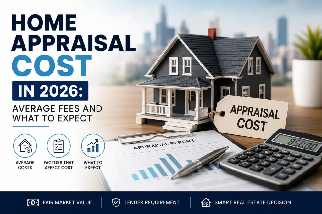 Home appraisal cost in Chicago IL in 2026 with appraisal report, house model, and property valuation tools