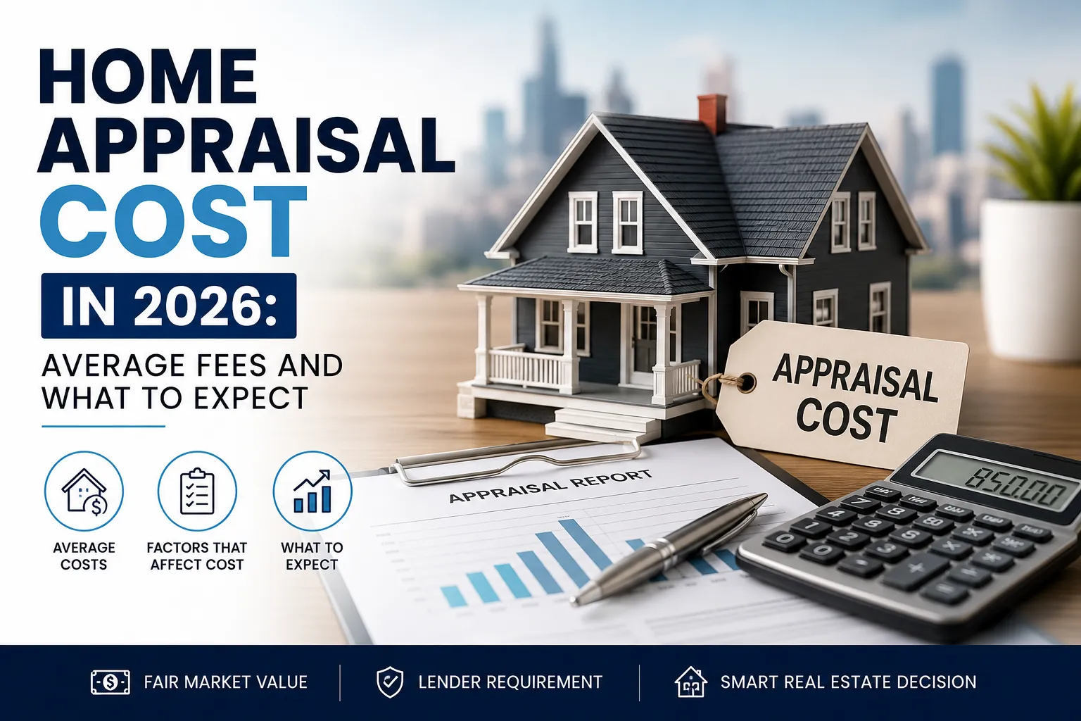 Home appraisal cost in Chicago IL in 2026 with appraisal report, house model, and property valuation tools