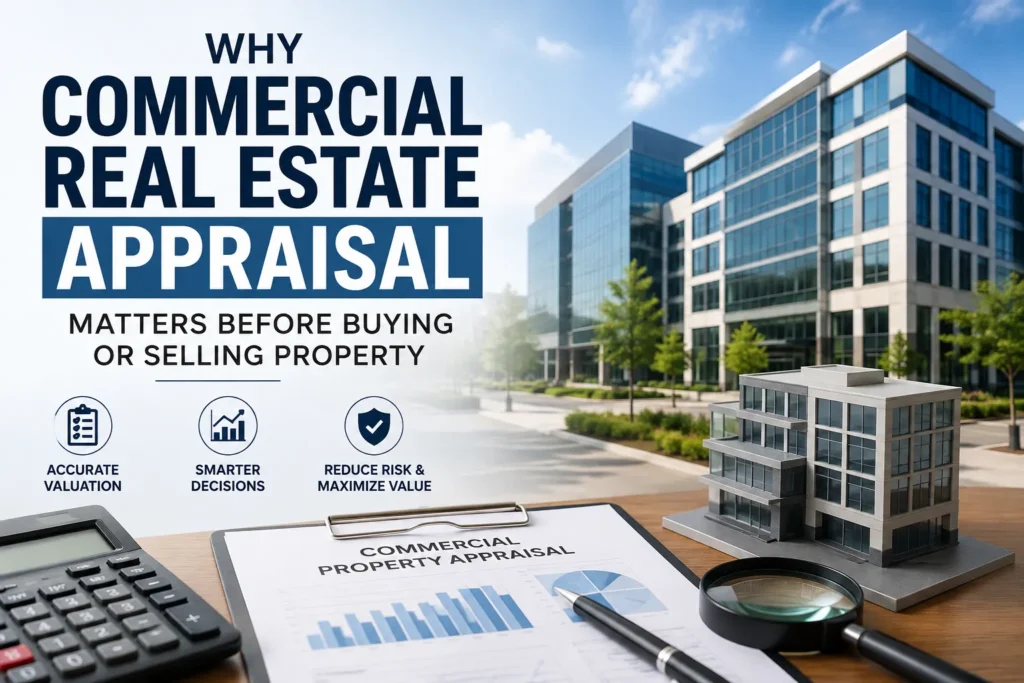 Commercial real estate appraisal before buying or selling property