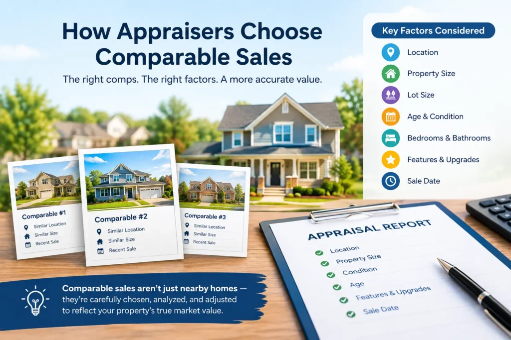 How appraisers choose comparable sales based on property factors